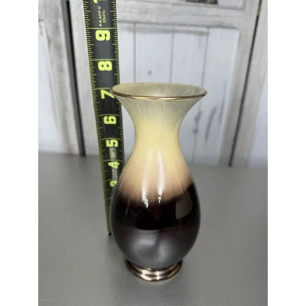 Vintage West Germany Bay Keramik Art Pottery Vase Gradient Brown Cream MCM